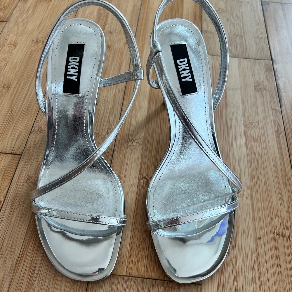 Silver DKNY Strappy Heels - NWOT